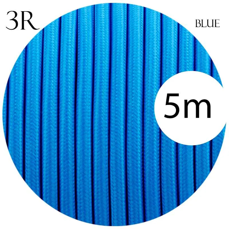 Vintage Blue Fabric 3 Core Round Italian Braided Cable 0.75mm