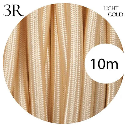Vintage Light Gold Fabric 3 Core Round Italian Braided Cable 0.75mm~1093