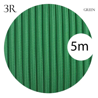 Green Vintage Fabric Round 3 core Italian Braided Cable