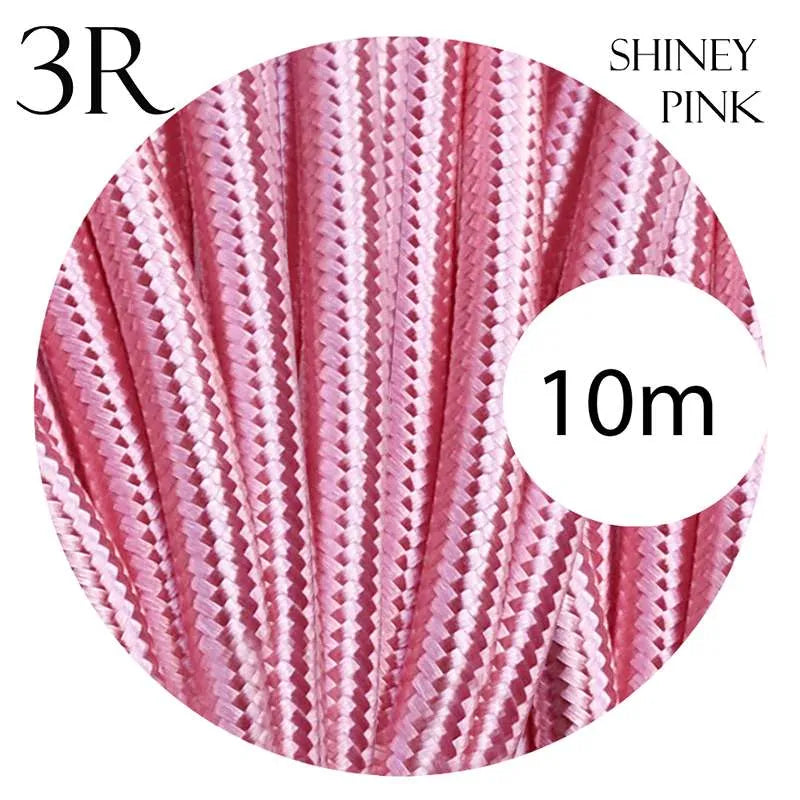 Vintage Shiny Pink Fabric 3 Core Round Italian Braided Cable 0.75mm~1119