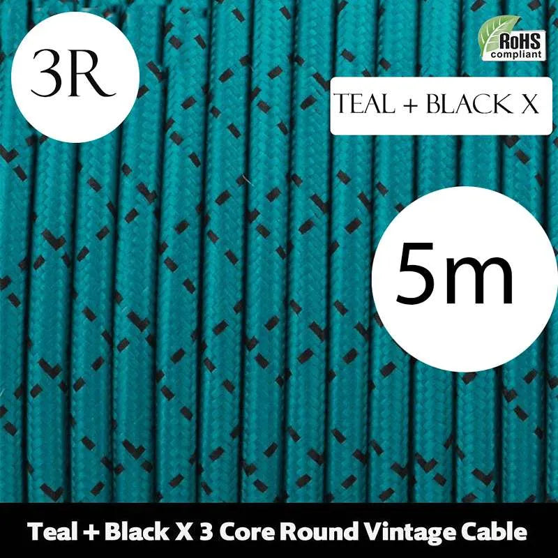 Vintage Fabric 3 Core Round Italian Braided Cable 0.75mm