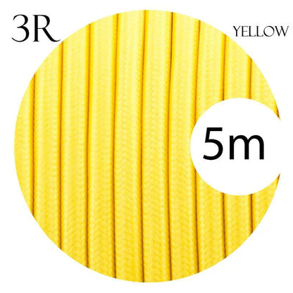 Vintage Yellow Fabric 3 Core Round Italian Braided Cable 0.75mm~1102