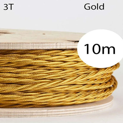Gold Twisted Vintage Fabric Cable Flex0.75mm 3 Core~1027