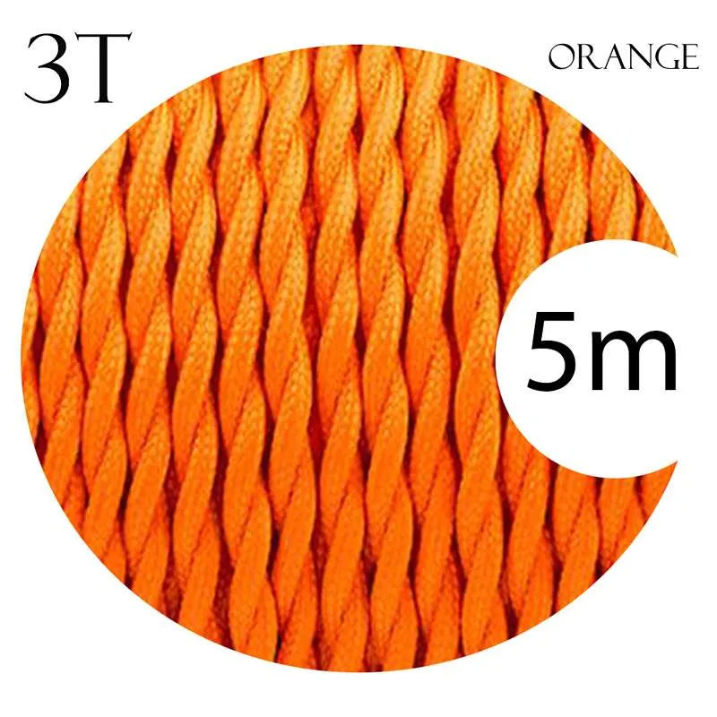 Orange Twisted Vintage Fabric Cable Flex0.75mm 3 Core~1040