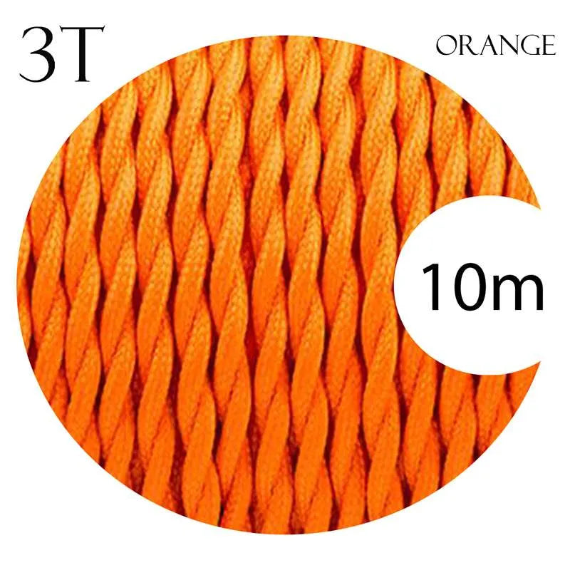 Orange Twisted Vintage Fabric Cable Flex0.75mm 3 Core~1040