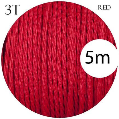 3 Core Twisted Red fabric Cable Vintage Electric Flex 0.75mm~1025