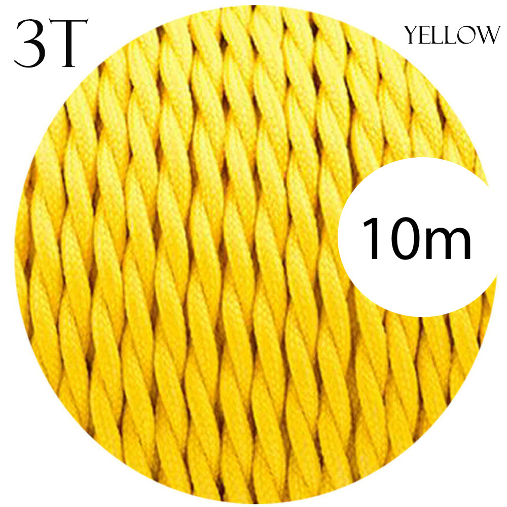 Yellow Twisted Vintage fabric Cable Flex0.75mm 3 Core ~ 1030