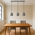 Industrial Drum Brushed Silver Metal 3 Way Pendant Cage Light~2850 - Vintagelite