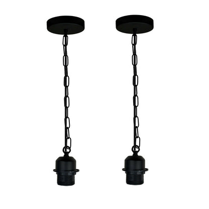 1m Black E27 95cm Chain Pendant Lamp Bulb Fitting Holder 2 Pack ~5017