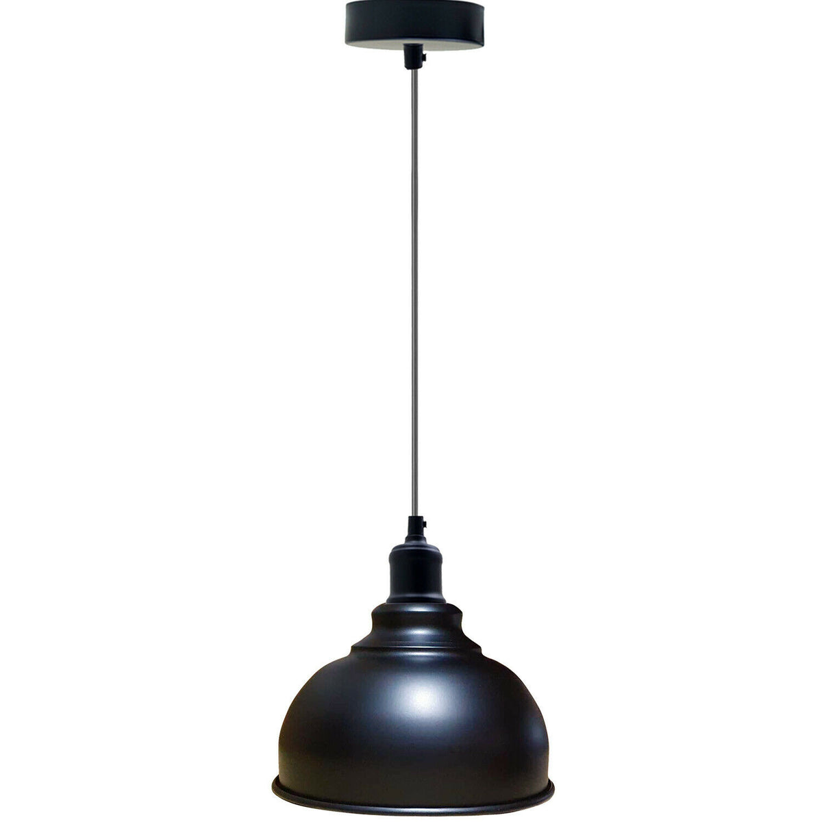 Black Metal Pendant Ceiling Light – 21cm Shade, E27~4067