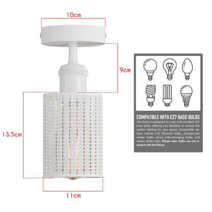 Ceiling light fixture with dimensions and bulb compatibility information