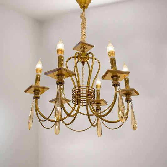 Industrial Gold Bronze 6 Light E14 Bulb Hanging Pendant Lamp- application image 