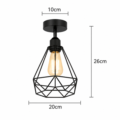 Black Ceiling Light 20 cm Wire Basket Metal Basket E27 Ceiling Light~4079