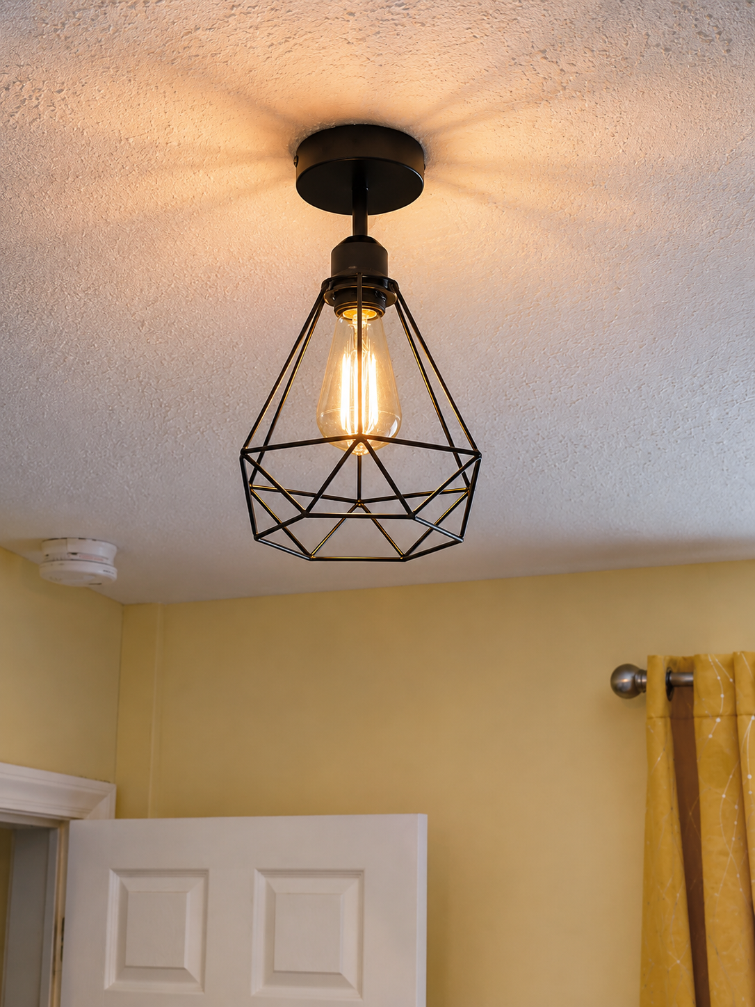 Black Ceiling Light 20 cm Wire Basket Metal Basket E27 Ceiling Light~4079