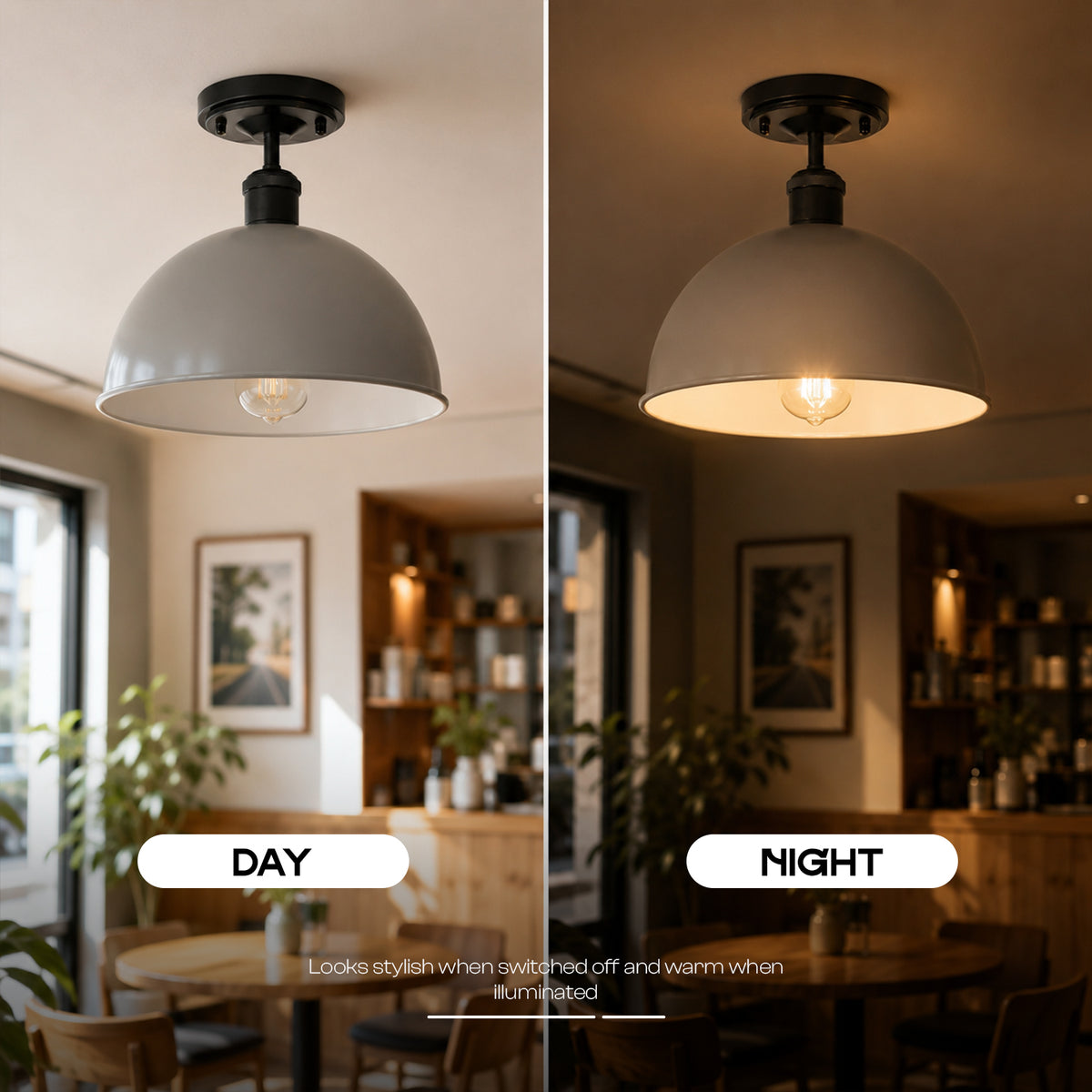 Industrial LED Semi Flush Mount E27 Ceiling Light~4152