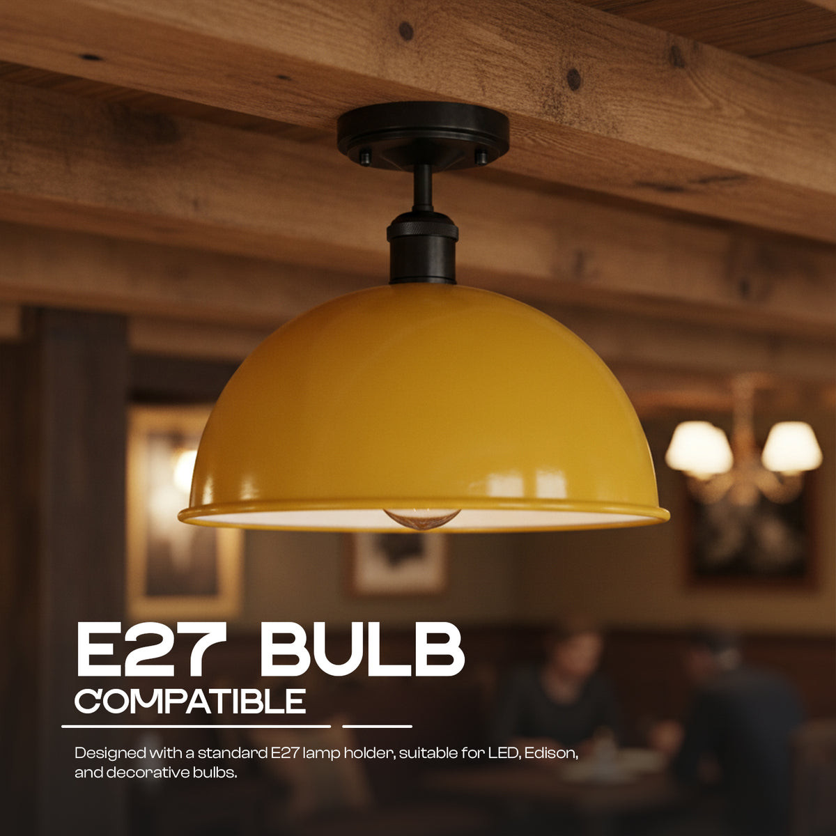 Industrial LED Semi Flush Mount E27 Ceiling Light~4152