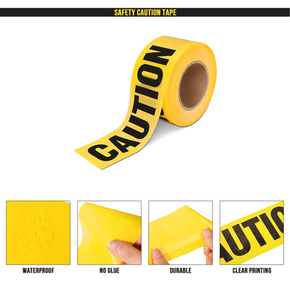 Yellow Caution Clear Printed Tape Hazard Warning Non-Adhesive Tape~3468