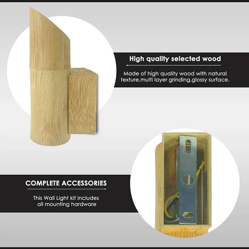 Modern Cylinder Bamboo Wood Gu10 Base Wall Lamp Fixture-Structure image