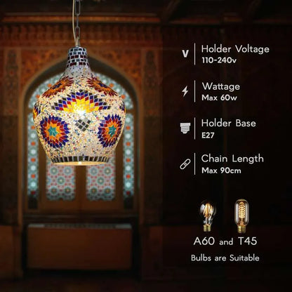 Mosaic Chandelier Ceiling Hanging Pendant Light Fixture-Detail image