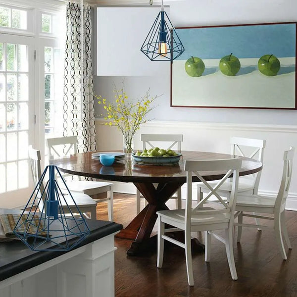 Vintage Retro Metal-wire cage Painted Gloss Diamond Hanging Lamp Shade~1772