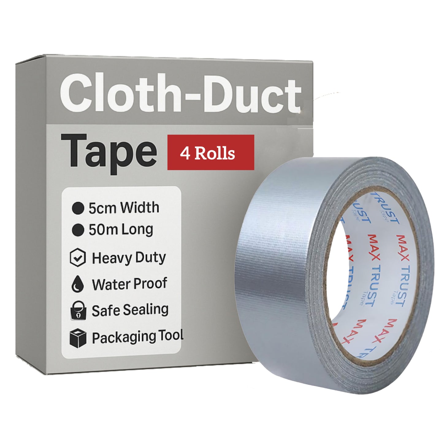 Heavy Duty Cloth Duct Tape 5cm x 50m Silver Strong Adhesive for Sealing~4011