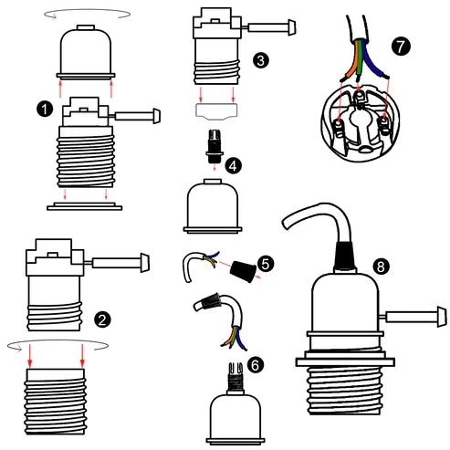 E27 switched lamp holder for pendant light UK
