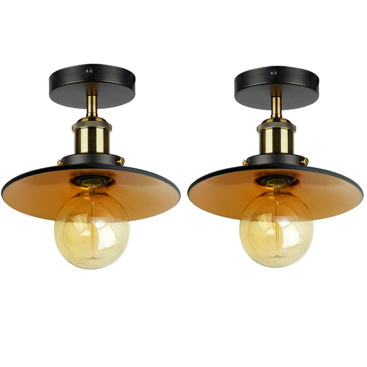 2 Pack Vintage E27 Flush Mount Ceiling Lights~4082