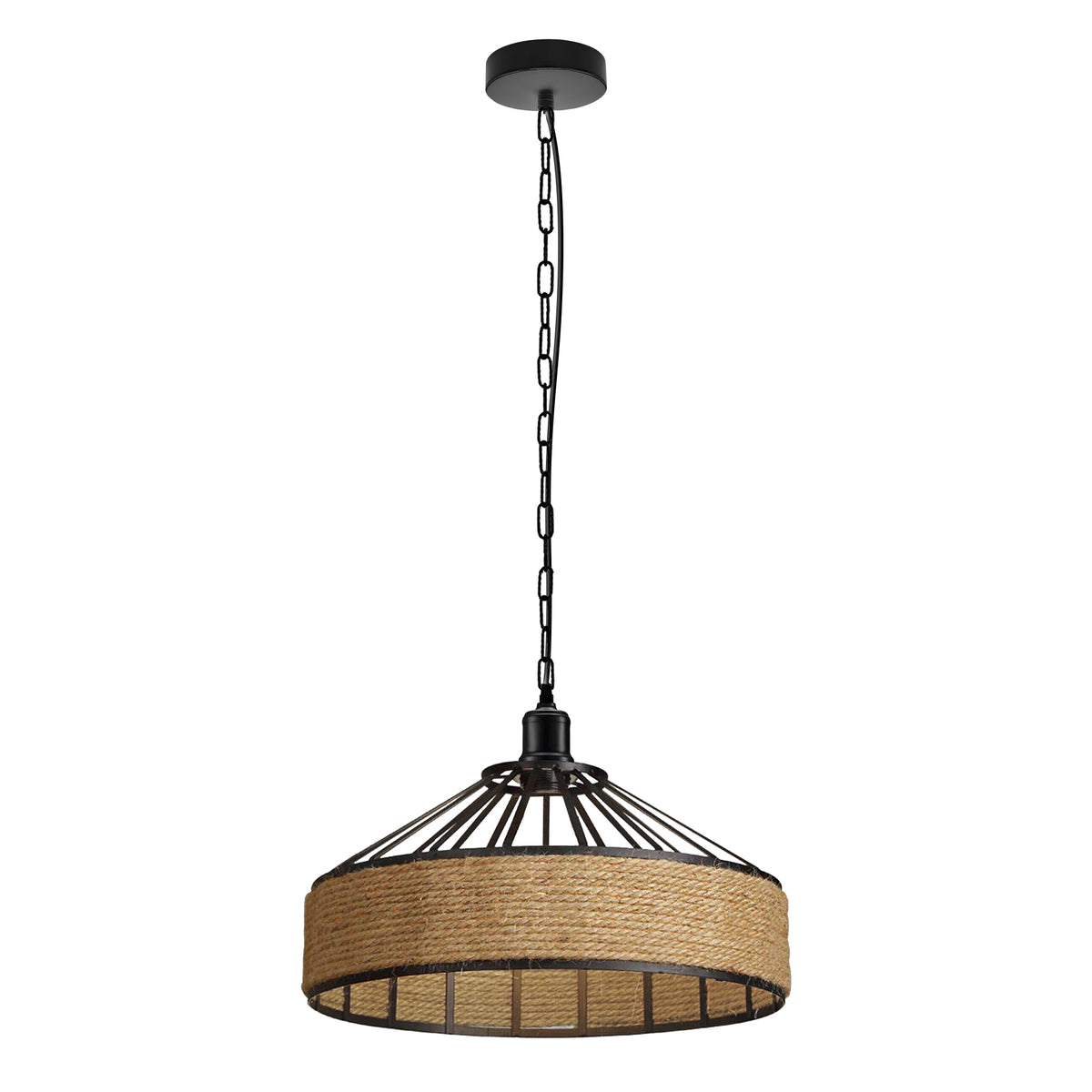 Hemp Rope Pendant Light With Black Chain ~4227