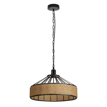 Hemp Rope Pendant Light With Black Chain ~4227