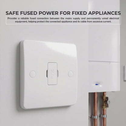 White 13A Fused Connection Unit, Single Gang Fused Spur FCU~4086
