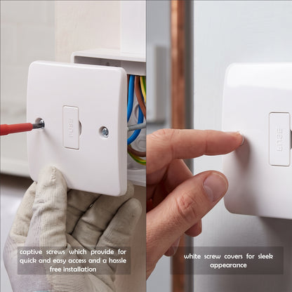 White 13A Fused Connection Unit, Single Gang Fused Spur FCU~4086