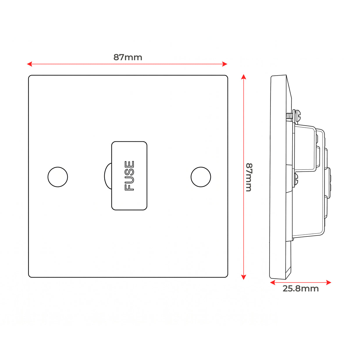 White 13A Fused Connection Unit, Single Gang Fused Spur FCU~4086
