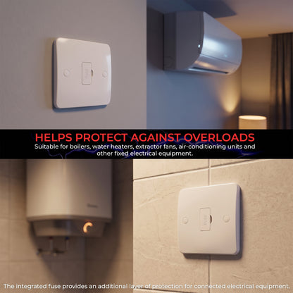 White 13A Fused Connection Unit, Single Gang Fused Spur FCU~4086