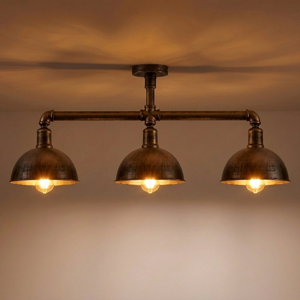Industrial Pipe 3 Way Ceiling Light Adjustable E27 Steampunk~2690