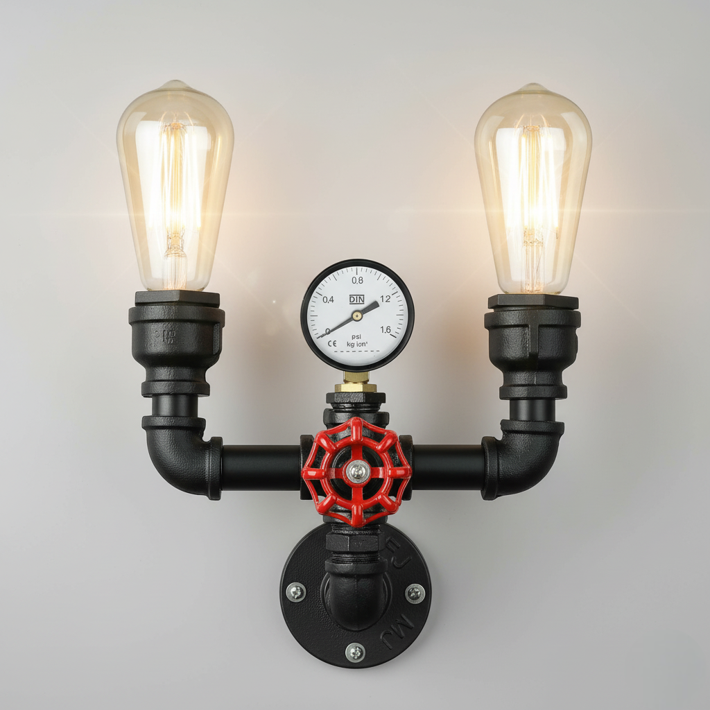 Industrial pipe wall sconce