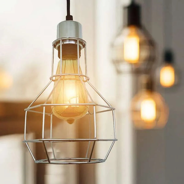 Retro Nest - shaped Pendant Light Metal Wire Cage~3208