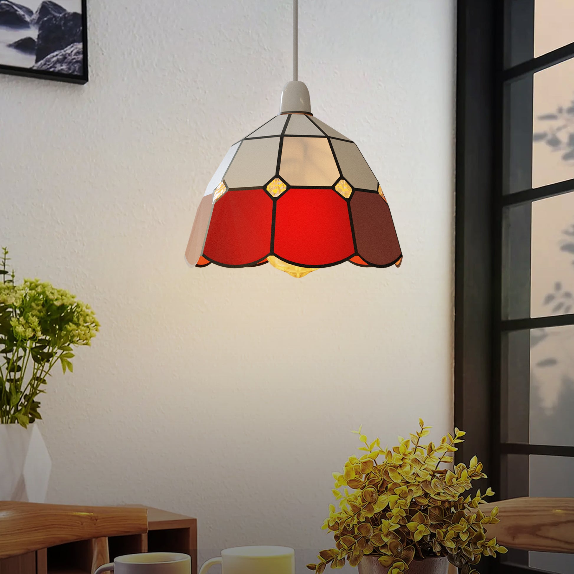 Vintage Tiffany Style Stained Glass Lamp Shade Fixtures - Application 7