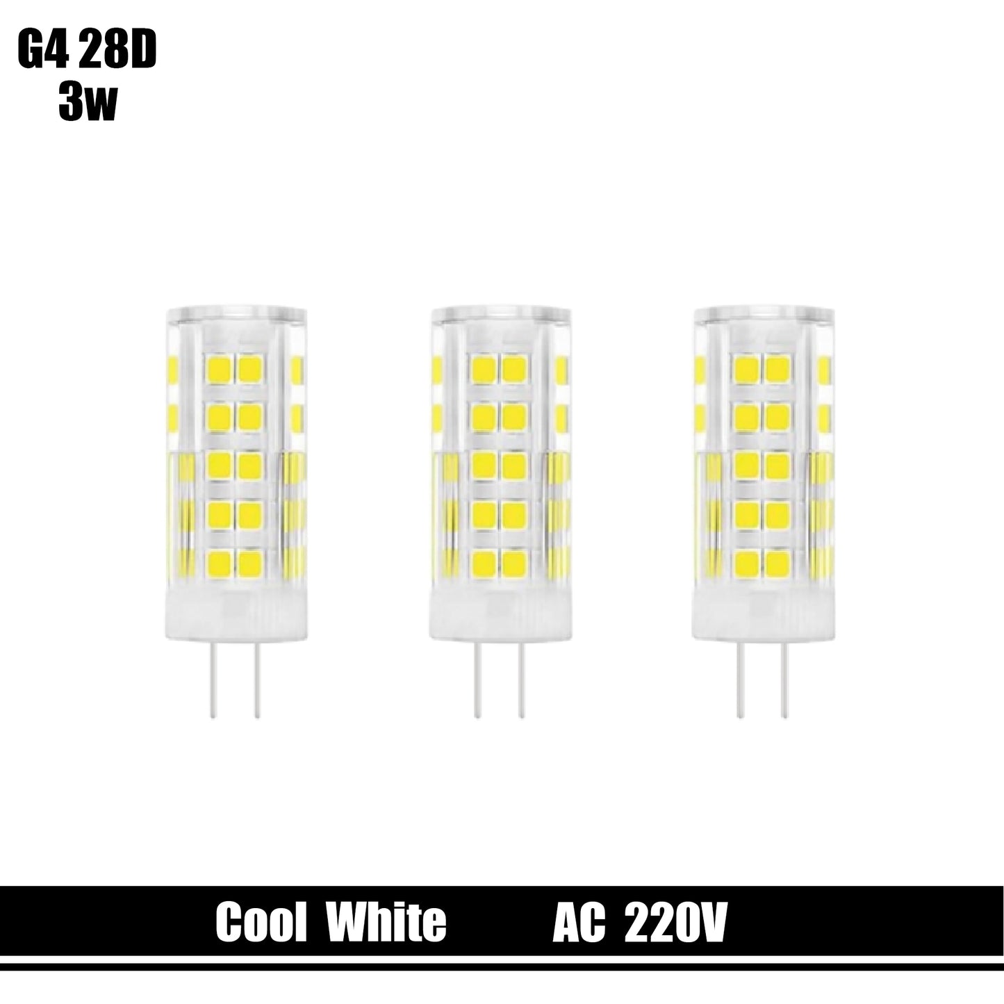 G4 28 Diodes 3W/ 51 Diodes 5W Cool White AC 220V Straight Pin LED Bulb Halogen Light~ 3129