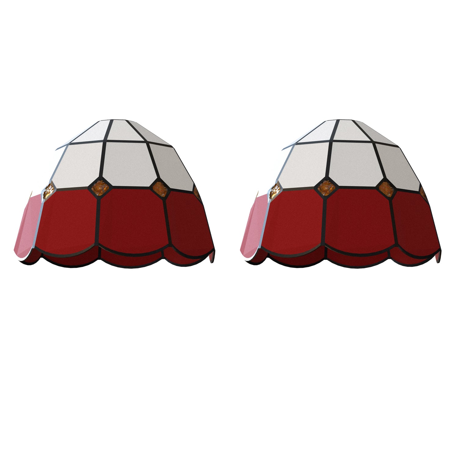 Vintage Tiffany Style Stained Glass Lamp Shade Fixtures - 2 Pack
