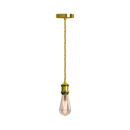 Vintage Yellow Brass Metal Ceiling Fitting Gold Twisted Braided Flex 2m E27 Lamp Holder Pendant Light~2714