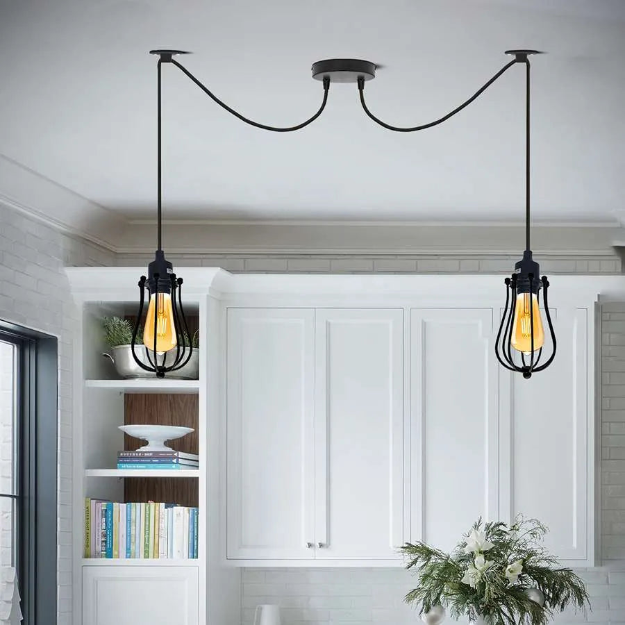 Metal cage pendant light