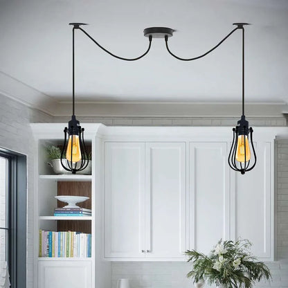 Metal cage pendant light