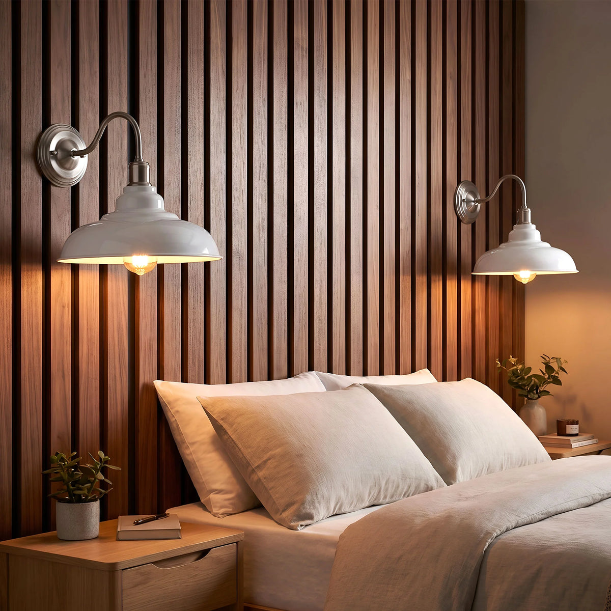 Modern white metal wall light for bedroom