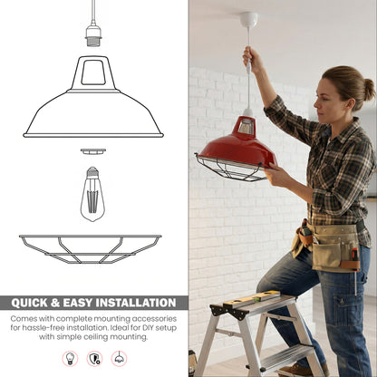 31.5cm Industrial Metal Lampshade, Modern Ceiling Pendant Light Shade