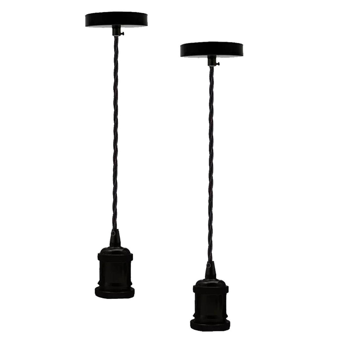 2 Pack E27 Pendant Light 1m Twisted Cable~4139