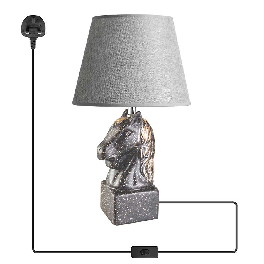 Horse Head Table Lamp Grey Colour