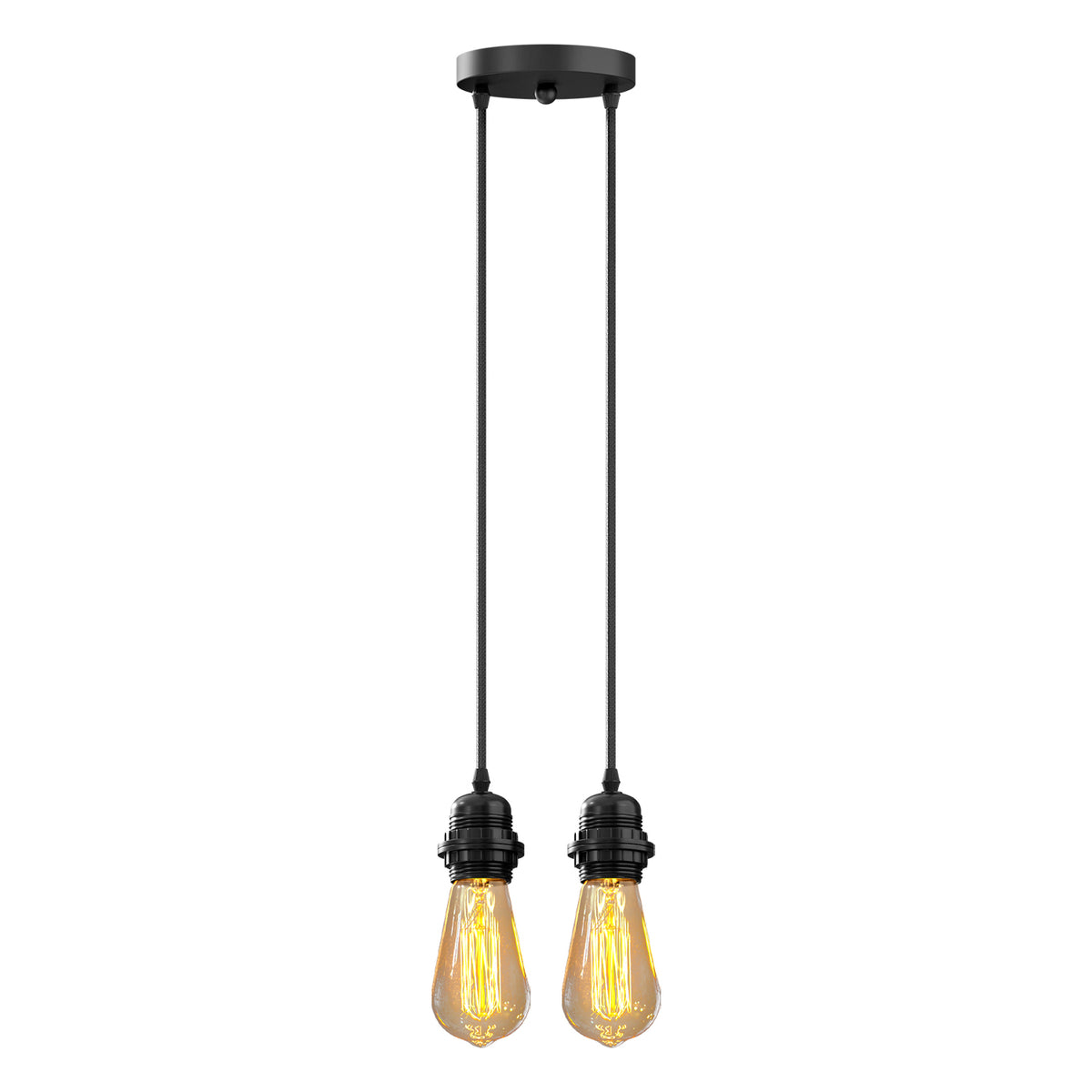 Double E27 Pendant Light 95cm Fabric Cables~4120
