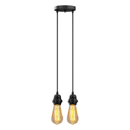 Double E27 Pendant Light 95cm Fabric Cables~4120
