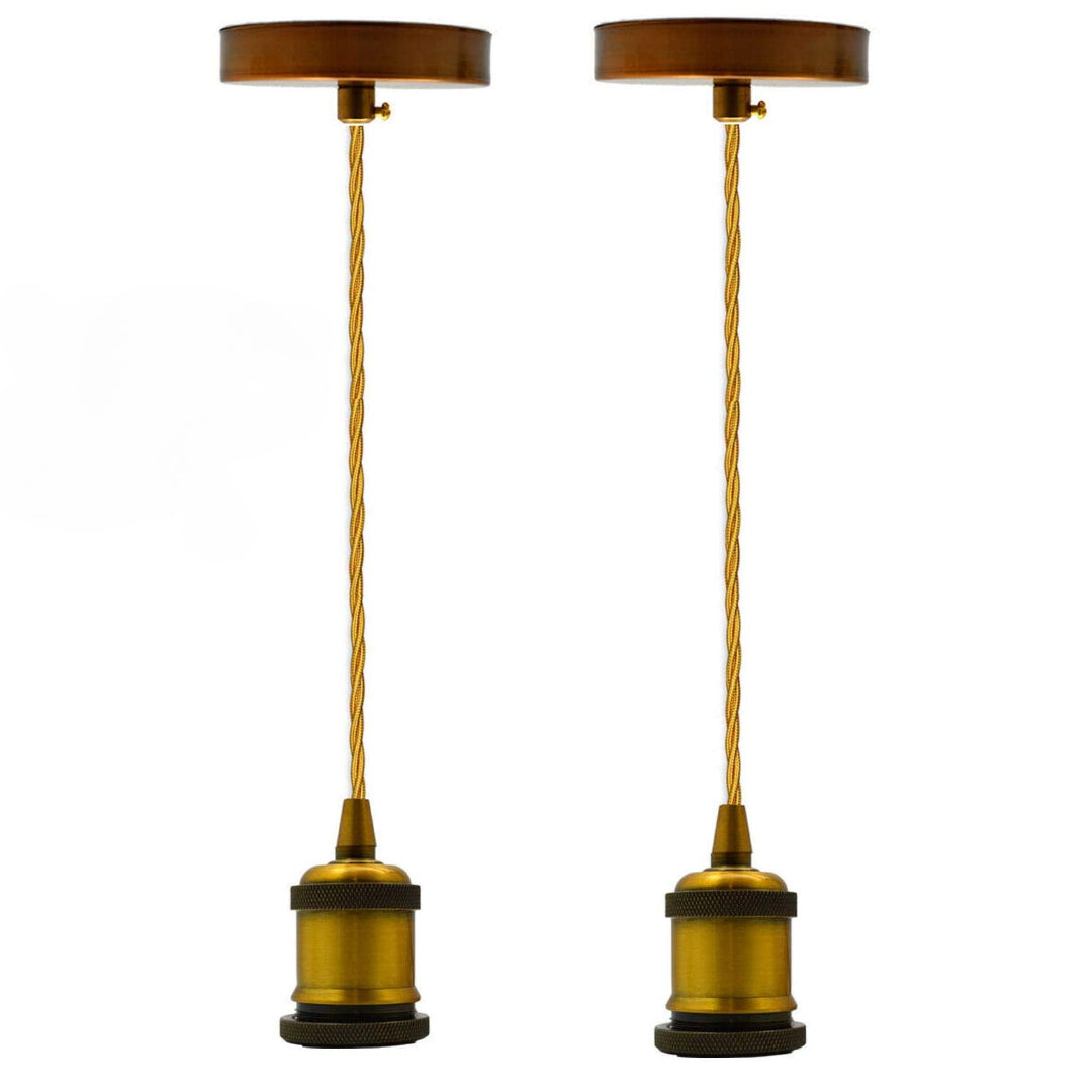 2 Pack E27 Pendant Light 1m Twisted Cable~4139