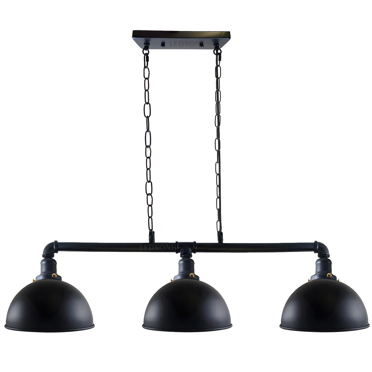 3 Head Water Pipe Ceiling Pendant Light With Black Dome Shade~2611